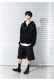 マスノウン(MASSNOUN)  CHECKERBOARD MESHED ZIP-UP KNIT MSTNT002-BK