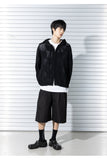 マスノウン(MASSNOUN)  CHECKERBOARD MESHED ZIP-UP KNIT MSTNT002-BK