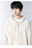 マスノウン(MASSNOUN)  CHECKERBOARD MESHED ZIP-UP KNIT MSTNT002-CR