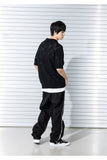 マスノウン(MASSNOUN)  CHECKERBOARD MESHED KNIT HALF SHIRTS MSTNT003-BK