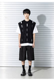 マスノウン(MASSNOUN) TWISTED OPEN KNIT VEST MSTNT004-BK