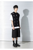 マスノウン(MASSNOUN) TWISTED OPEN KNIT VEST MSTNT004-BK