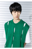 マスノウン(MASSNOUN)  TWISTED OPEN KNIT VEST MSTNT004-GN