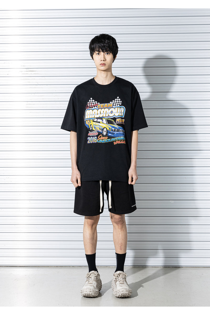 マスノウン(MASSNOUN) C LOGO WIDE SHORT PANTS MSTSP001-BK