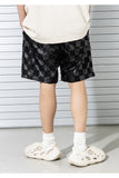 マスノウン(MASSNOUN)  CHECKERBOARD DOUBLE STITCH LEATHER SHORT PANTS MSTSP005-BK