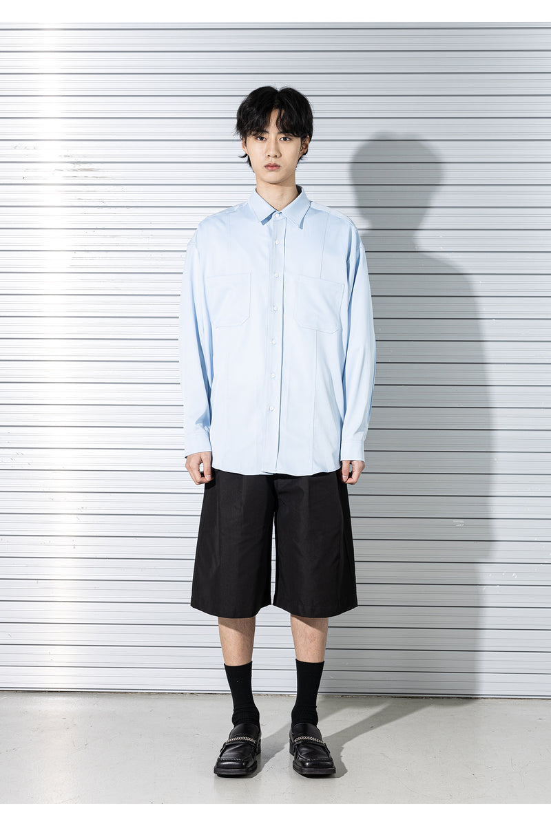 マスノウン(MASSNOUN) SILKY INCISON PLEATS SHIRTS MSTST002-SK