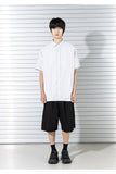 マスノウン(MASSNOUN)  STRIPE INVERTED PLEATS SHIRTS MSTST003-BK