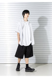 マスノウン(MASSNOUN)  STRIPE INVERTED PLEATS SHIRTS MSTST003-BK