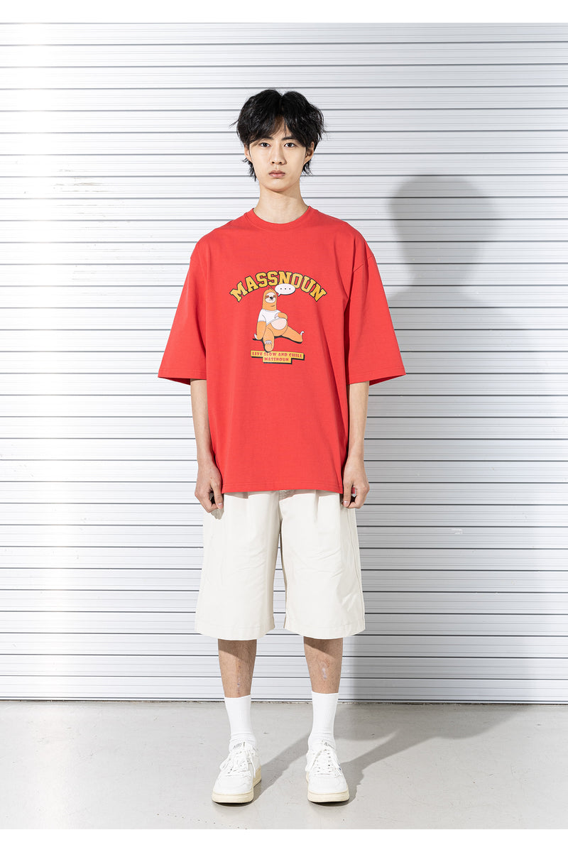 マスノウン(MASSNOUN)  RELAX SLOTH OVERSIZED T-SHIRTS MSTTS011-RD