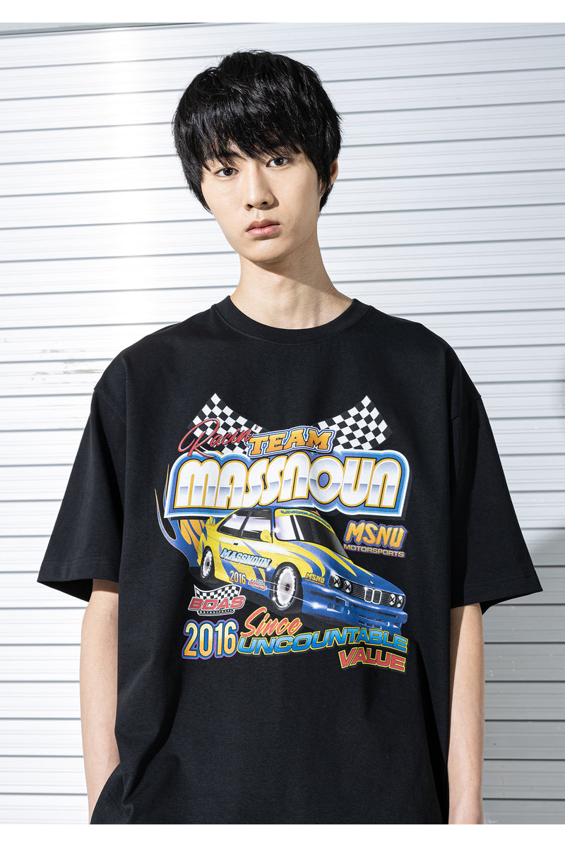マスノウン(MASSNOUN) RACING CAR OVERSIZED T-SHIRTS MSTTS016-BK
