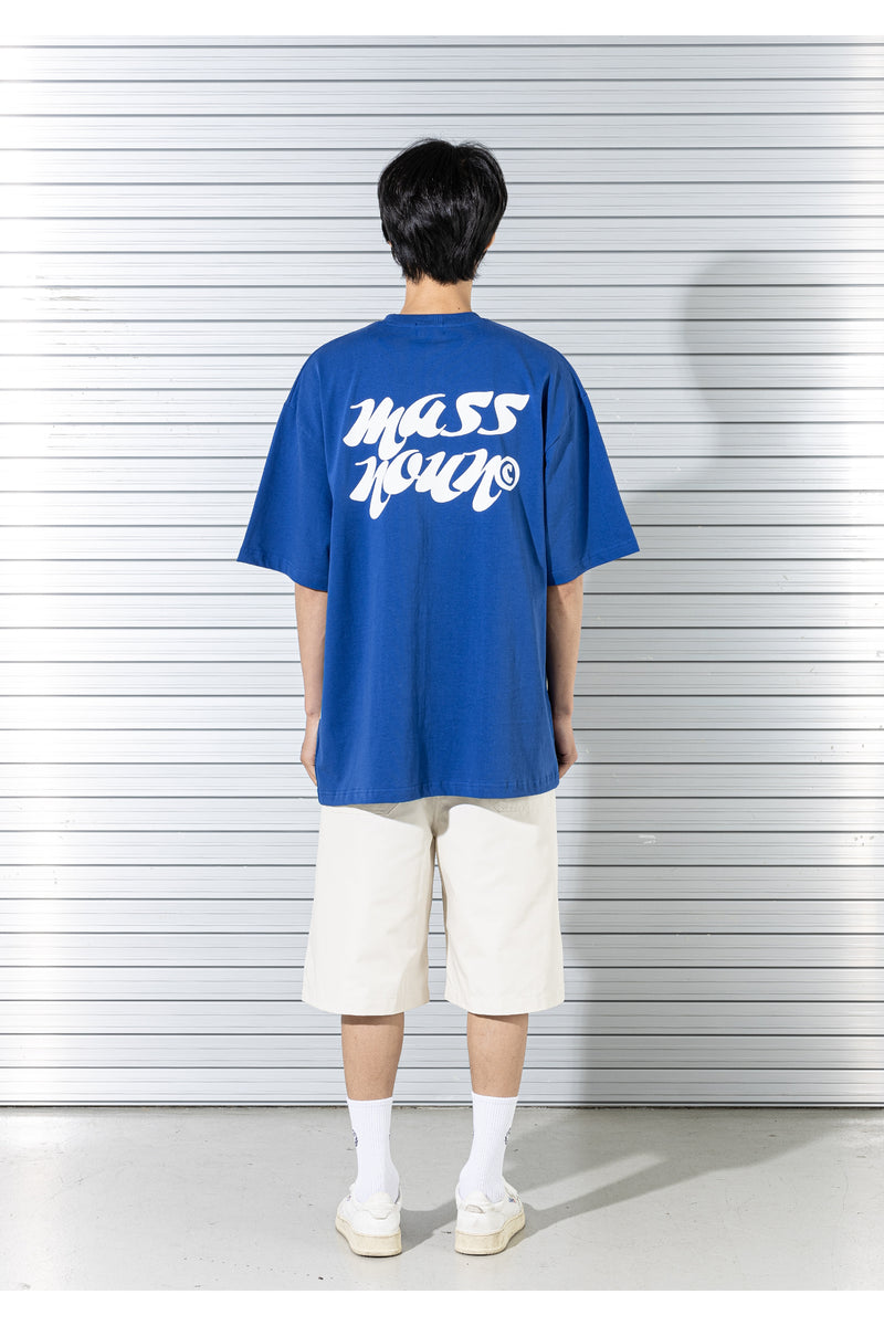 マスノウン(MASSNOUN) MARKING LOGO OVERSIZED T-SHIRTS MSTTS018-BL