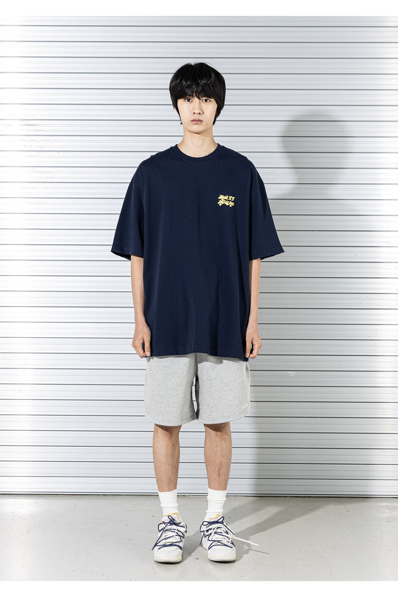 マスノウン(MASSNOUN)  MARKING LOGO OVERSIZED T-SHIRTS MSTTS018-NV