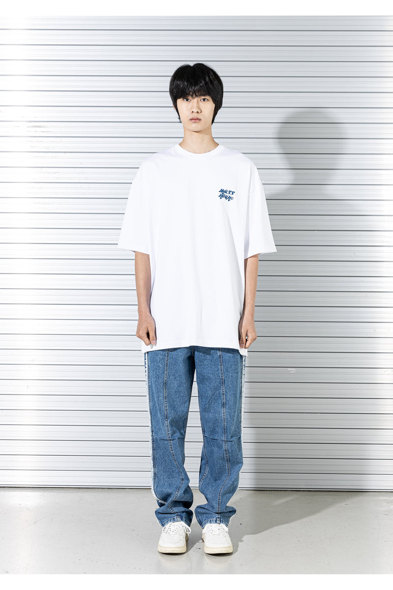 マスノウン(MASSNOUN)   MARKING LOGO OVERSIZED T-SHIRTS MSTTS018-WT