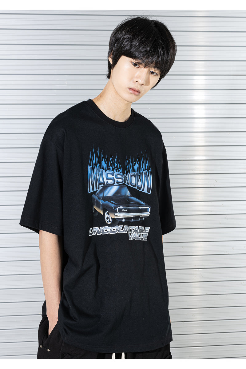 マスノウン(MASSNOUN) DODGE CHALLENGER OVERSIZED T-SHIRTS MSTTS020-BK