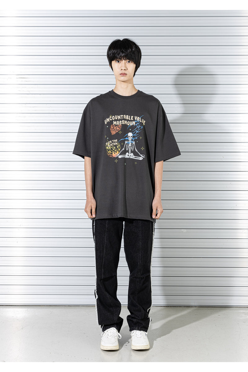 マスノウン(MASSNOUN)  SKULL OVERSIZED T-SHIRTS MSTTS021-DG