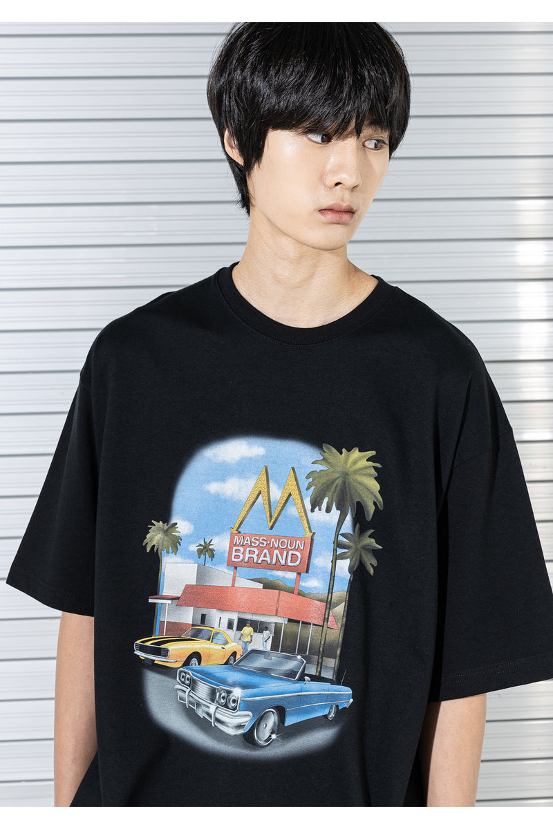マスノウン(MASSNOUN) IN AND OUT OVERSIZED T-SHIRTS MSTTS022-BK