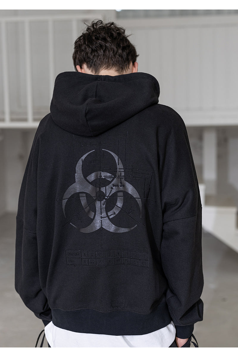 メスノウン(MASSNOUN) BIOHAZARD SYMBOL OVERSIZED HOODY MSZHD001-BK