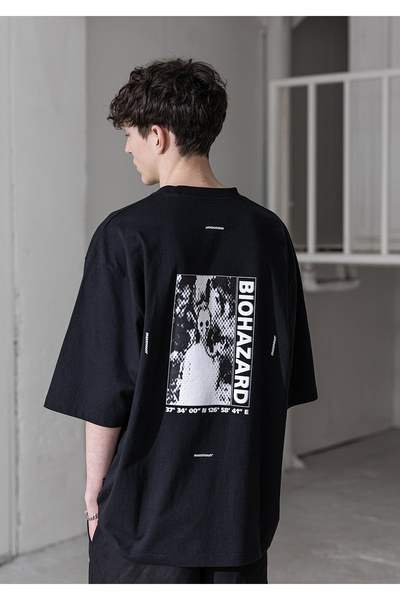 マスノウン(MASSNOUN) SL LOGO BIOHAZARD OVERSIZED T-SHIRTS MSZTS001-BK