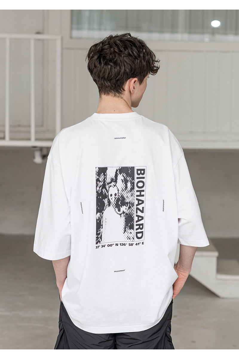 マスノウン(MASSNOUN) SL LOGO BIOHAZARD OVERSIZED T-SHIRTS MSZTS001-WT