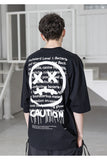 メスノウン(MASSNOUN) CAUTION SMILE OVERSIZED T-SHIRTS MSZTS003-BK