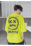 メスノウン(MASSNOUN) CAUTION SMILE OVERSIZED T-SHIRTS MSZTS003-LG