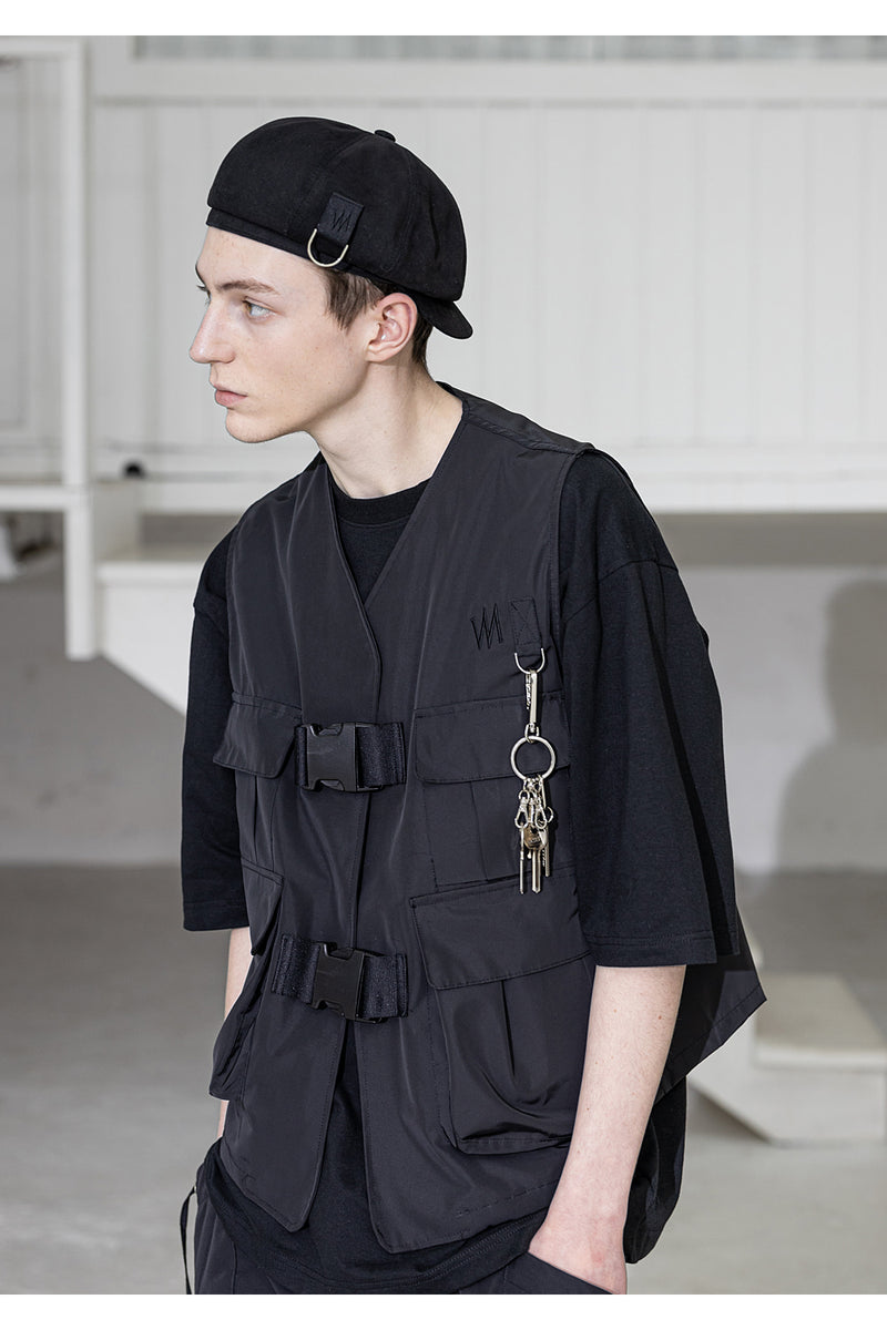 メスノウン(MASSNOUN) CI LOGO TECH BUCKLE VEST MSZVT001-BK
