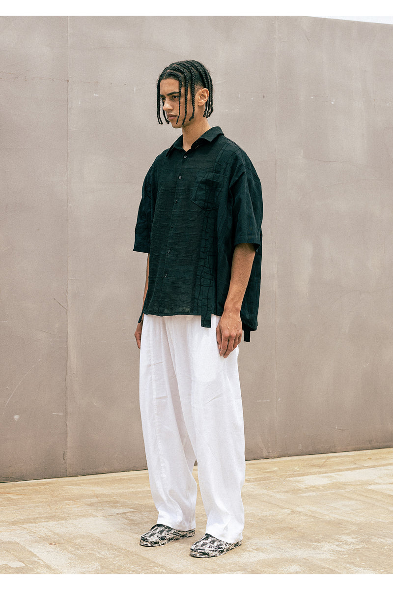 マスノウン(MASSNOUN) 　BALLOON FIT LINEN WIDE PANTS MUOCP001-WT