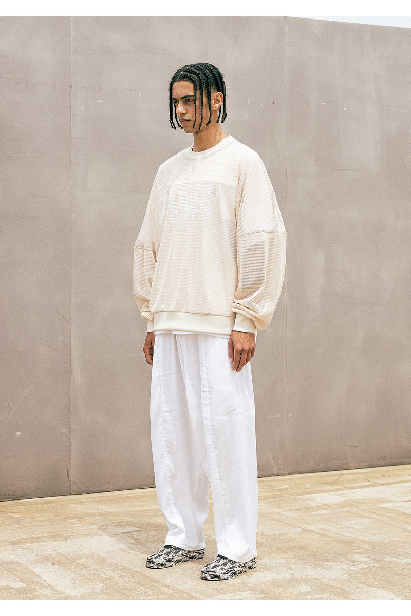 マスノウン(MASSNOUN)  DAMNFAKE MESH OVERSIZED CREWNECK MUOCR001-BG