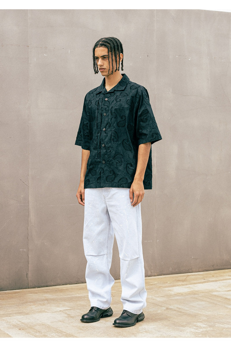 マスノウン(MASSNOUN) LOOSE FIT POLLOCK ICE JEAN MUOJP001-BL