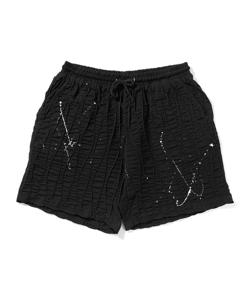 マスノウン(MASSNOUN) CREASE JAQUARD SHORT PANTS MUOSP001-BK
