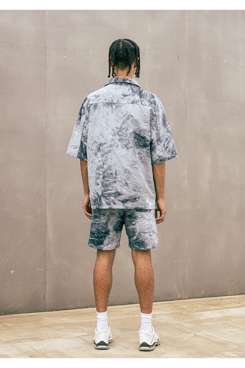 マスノウン(MASSNOUN)  TYE-DYED OVERSIZED HALF SHIRTS MUOST006-GY