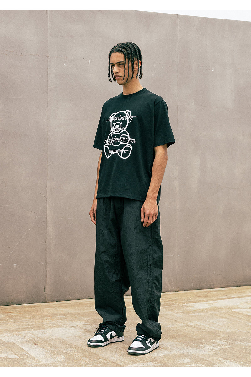 マスノウン(MASSNOUN)  FAKE TEDDY REGULAR T-SHIRTS MUOTS002-BK