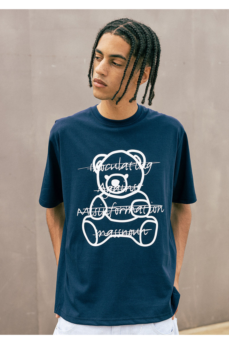 マスノウン(MASSNOUN)  FAKE TEDDY REGULAR T-SHIRTS MUOTS002-NV