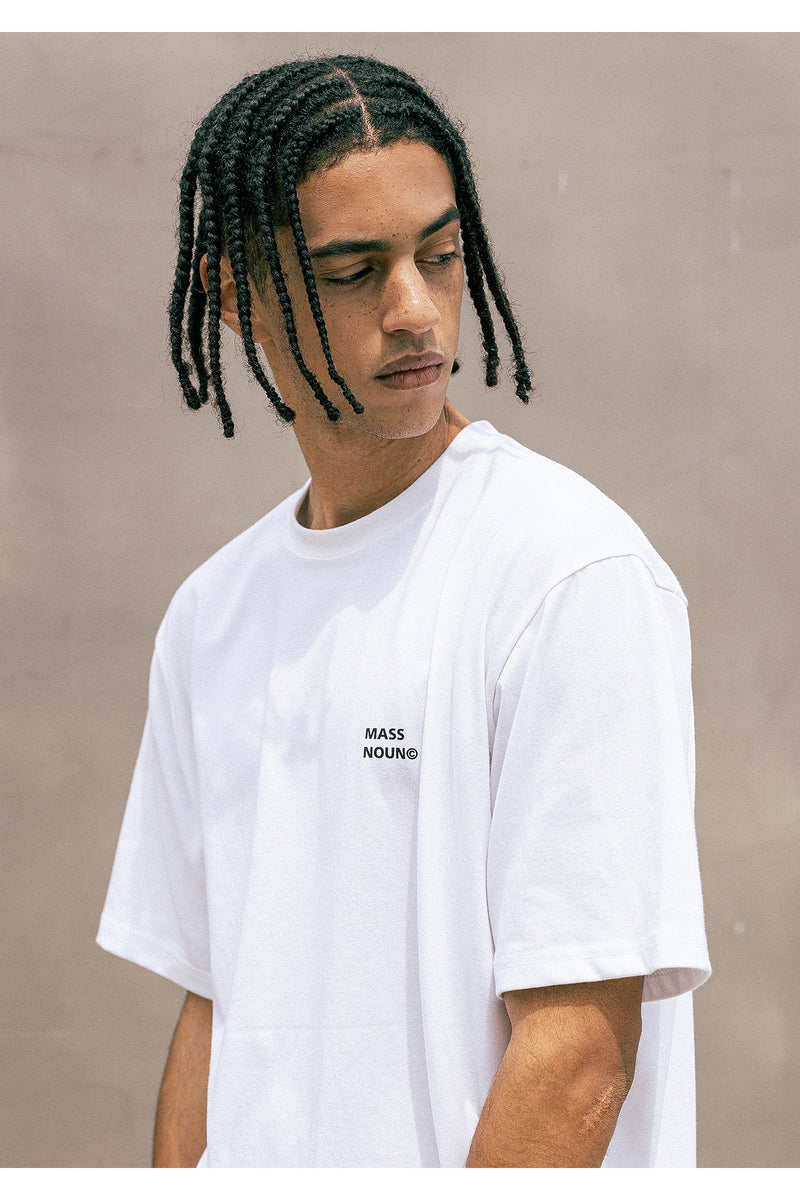 マスノウン(MASSNOUN)  FAKE ILLUSUIN LINE OVERSIZED T-SHIRTS MUOTS004-WT