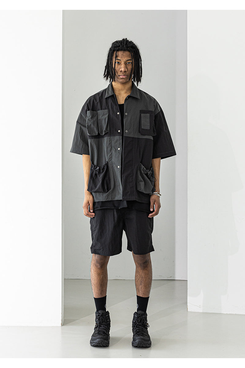 メスノウン(MASSNOUN) NYLON METAL SHORT PANTS MUZSP004-BK