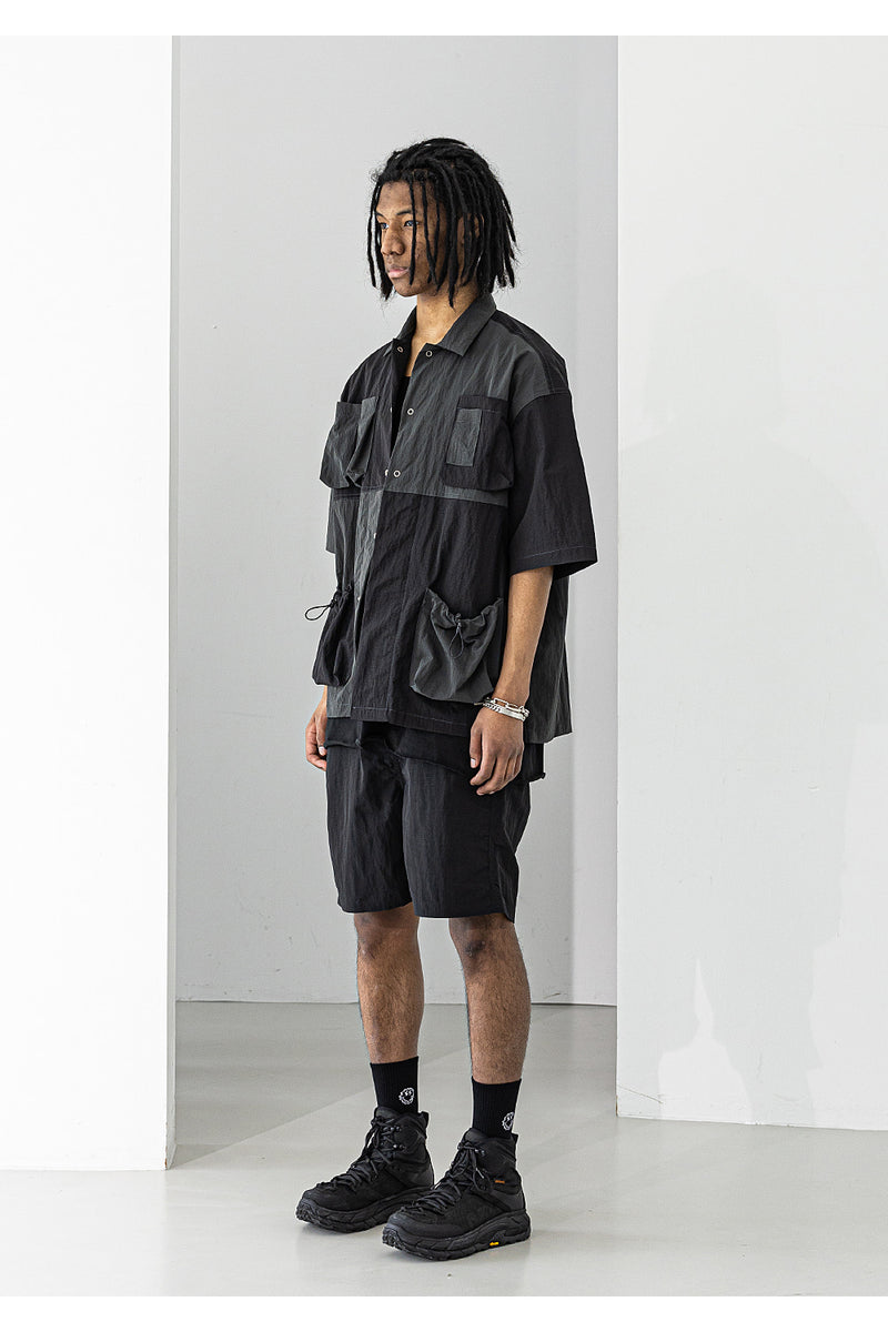 メスノウン(MASSNOUN) NYLON METAL SHORT PANTS MUZSP004-BK