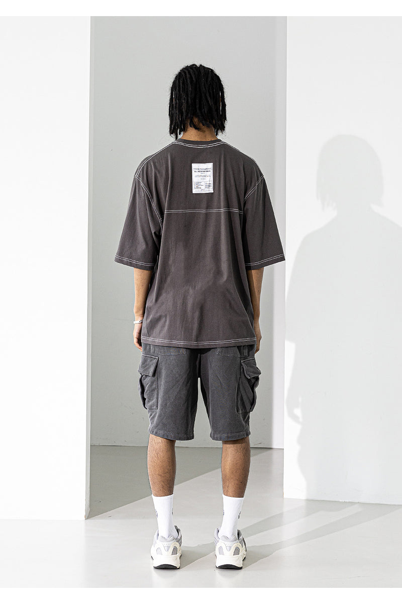 マスノウン(MASSNOUN)  RESTRUCTURE STICH OVERSIZED T-SHIRTS MUZTS003-DG