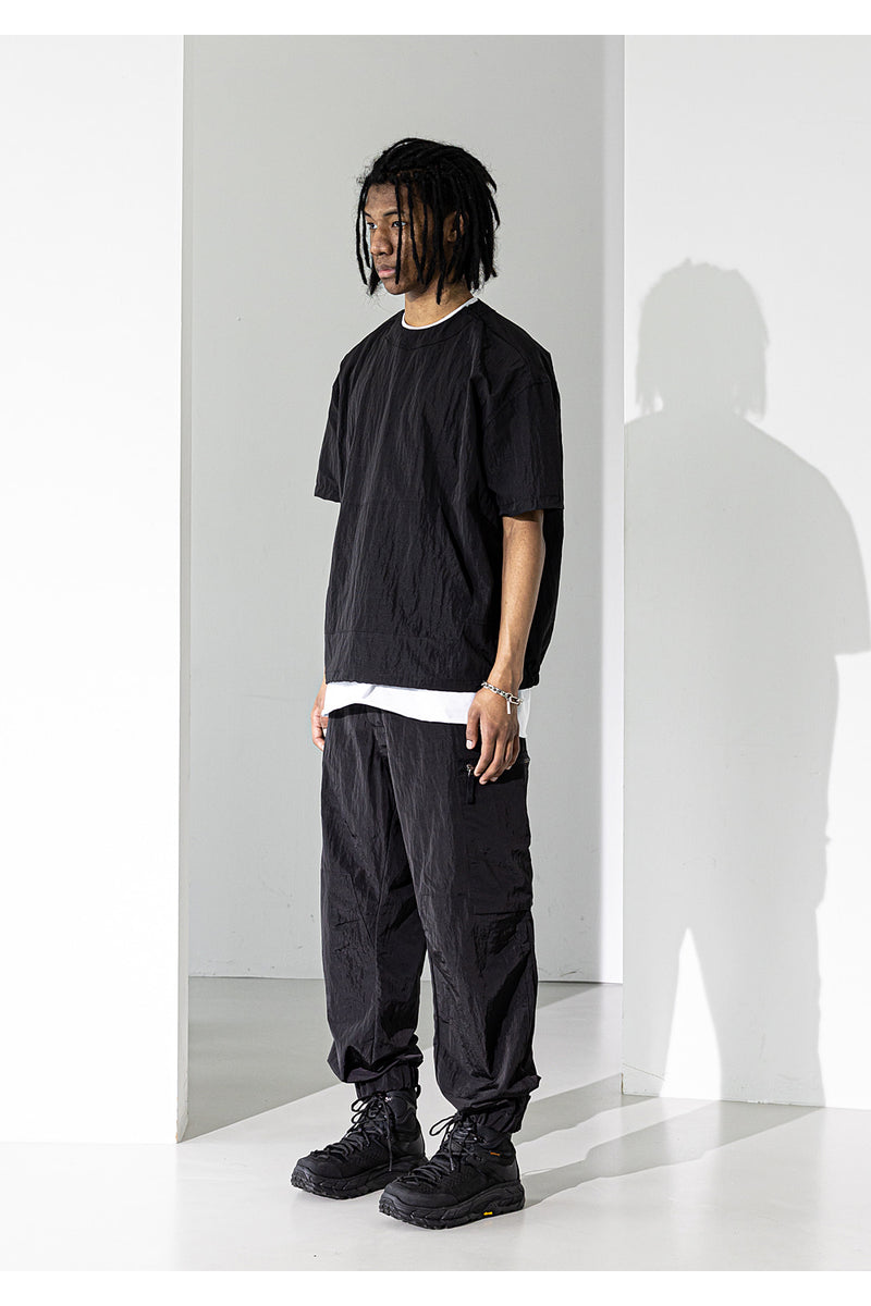 マスノウン(MASSNOUN) METAL ANORAK OVERSIZED T-SHIRTS MUZTS004-BK