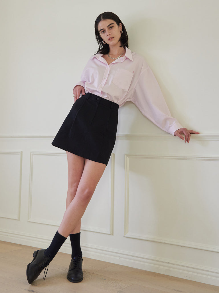 TMO BY 13MONTH（ティーエムオーバイサーティンマンス）ONE TUCK MINI SKIRTS (BLACK)