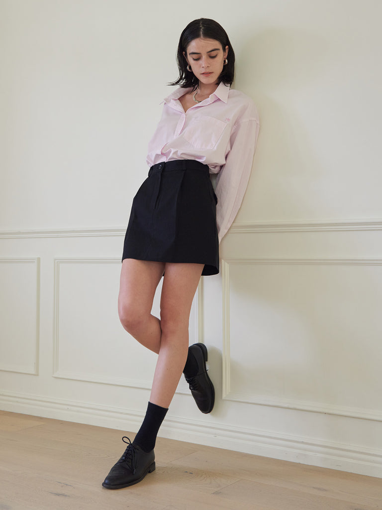 TMO BY 13MONTH（ティーエムオーバイサーティンマンス）ONE TUCK MINI SKIRTS (BLACK)