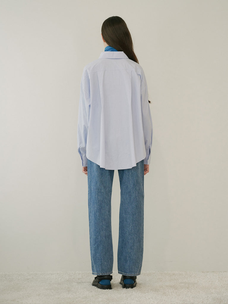 TMO BY 13MONTH（ティーエムオーバイサーティンマンス）OVERSIZED LOGO SHIRT (SKY BLUE)
