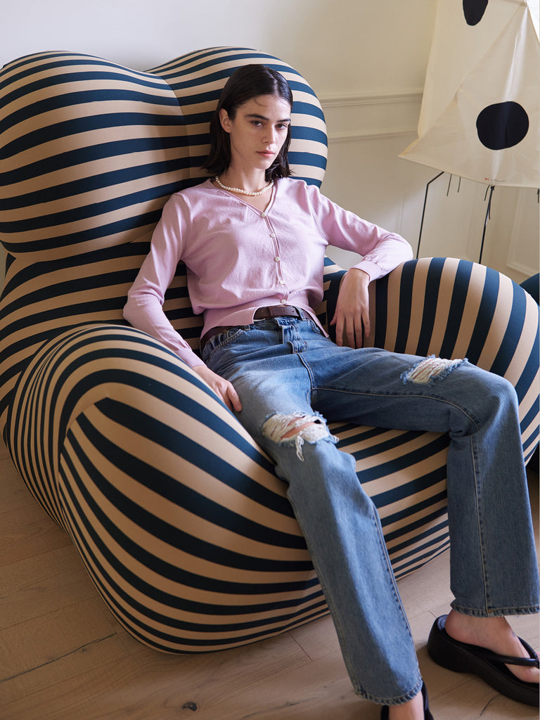 TMO BY 13MONTH（ティーエムオーバイサーティンマンス）RIBBED HEM CARDIGAN (PINK)