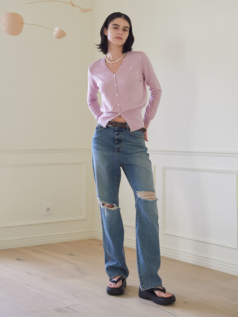 TMO BY 13MONTH（ティーエムオーバイサーティンマンス）RIBBED HEM CARDIGAN (PINK)