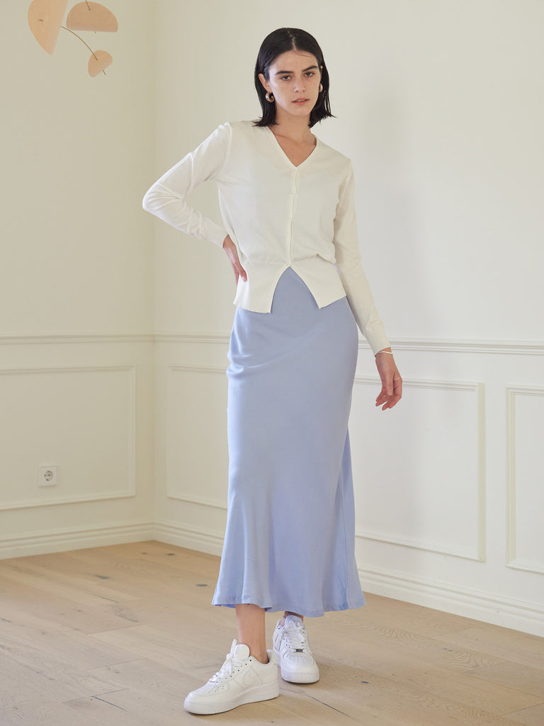 TMO BY 13MONTH（ティーエムオーバイサーティンマンス）RIBBED HEM CARDIGAN (WHITE)