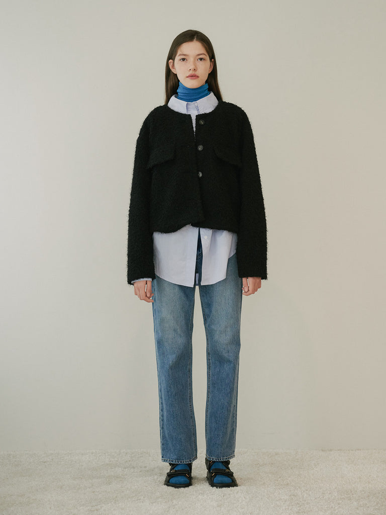 TMO BY 13MONTH（ティーエムオーバイサーティンマンス）ROUND COLLARED CROP JACKET (BLACK)