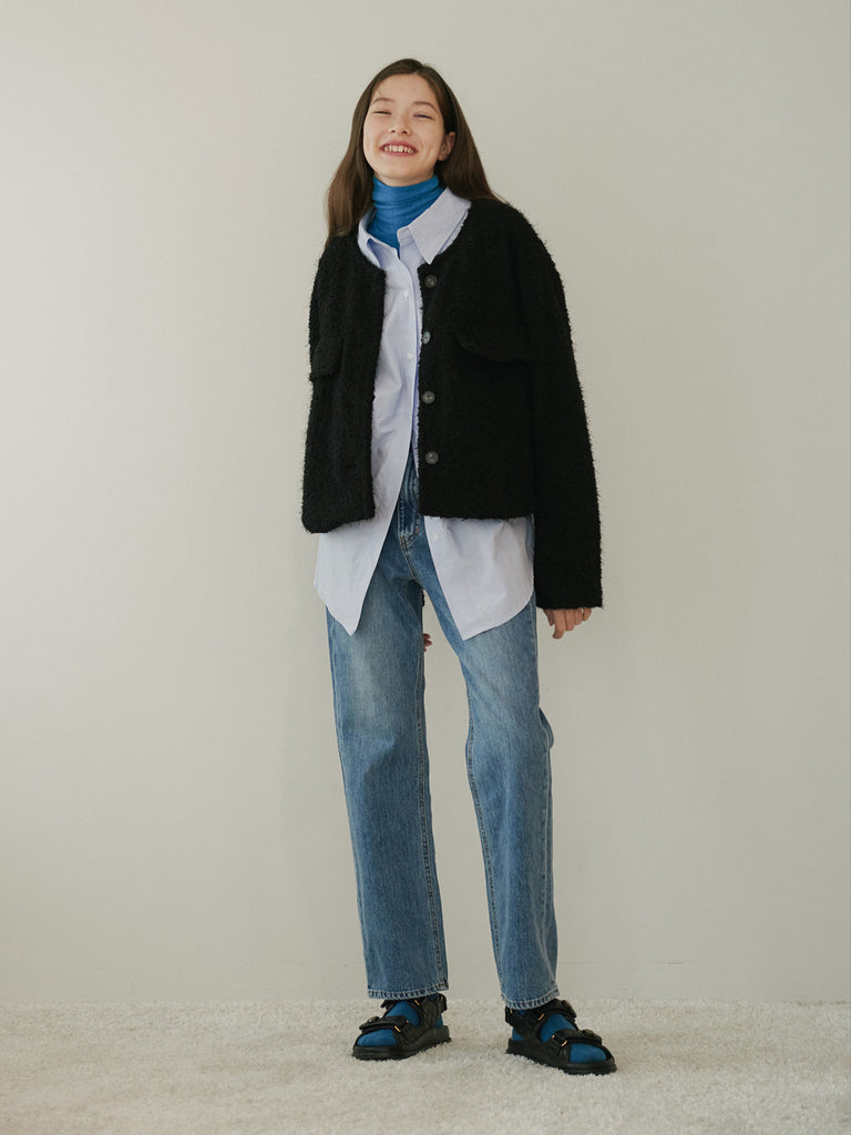 TMO BY 13MONTH（ティーエムオーバイサーティンマンス）ROUND COLLARED CROP JACKET (BLACK)