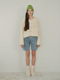 TMO BY 13MONTH（ティーエムオーバイサーティンマンス）ROUND COLLARED CROP JACKET (IVORY)