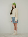 TMO BY 13MONTH（ティーエムオーバイサーティンマンス）ROUND COLLARED CROP JACKET (IVORY)