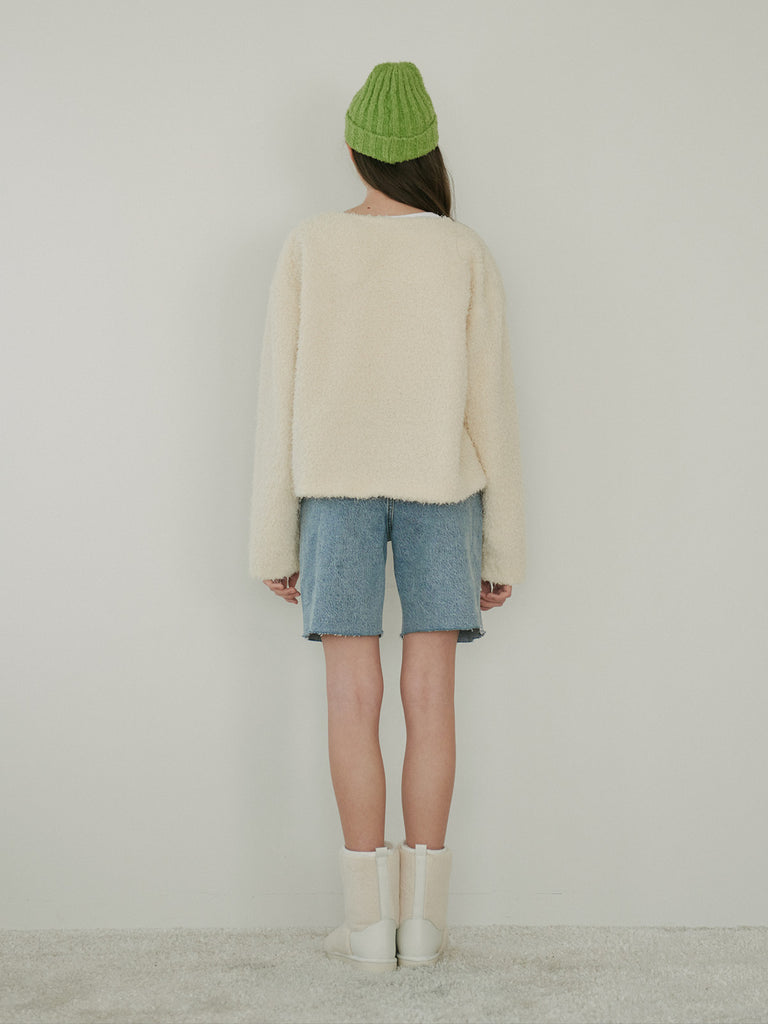TMO BY 13MONTH（ティーエムオーバイサーティンマンス）ROUND COLLARED CROP JACKET (IVORY)