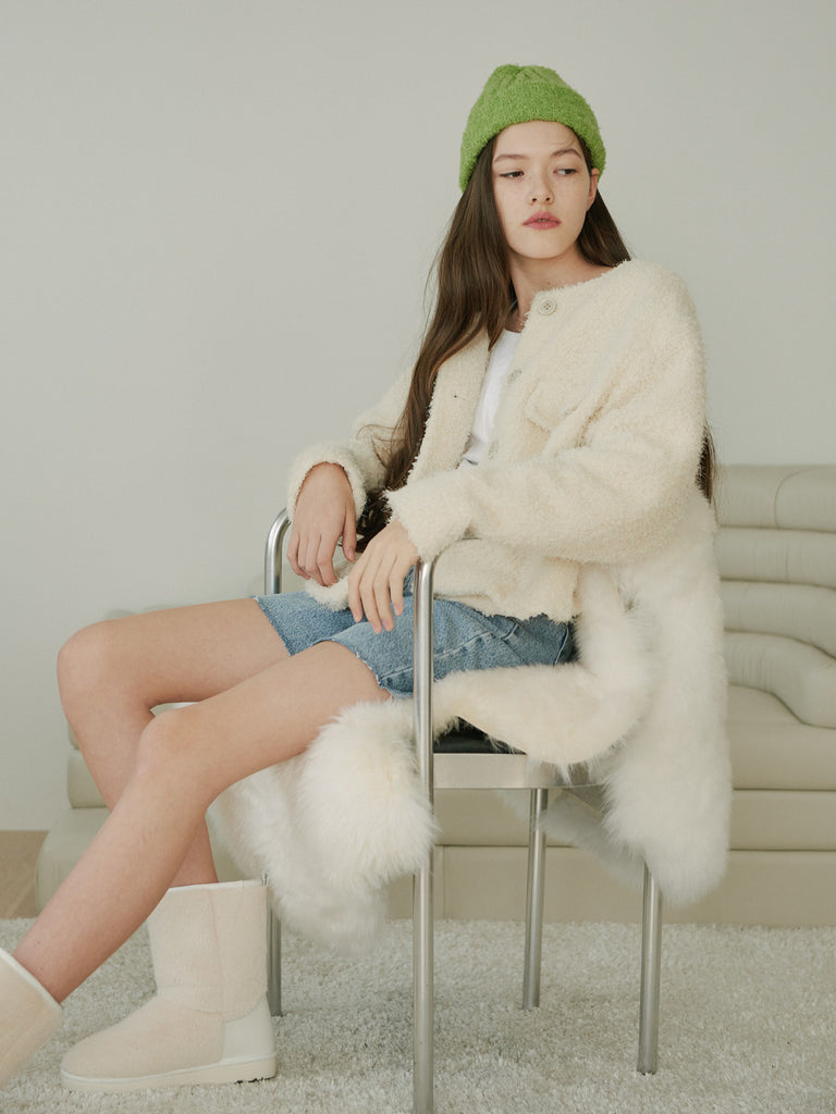 TMO BY 13MONTH（ティーエムオーバイサーティンマンス）ROUND COLLARED CROP JACKET (IVORY)